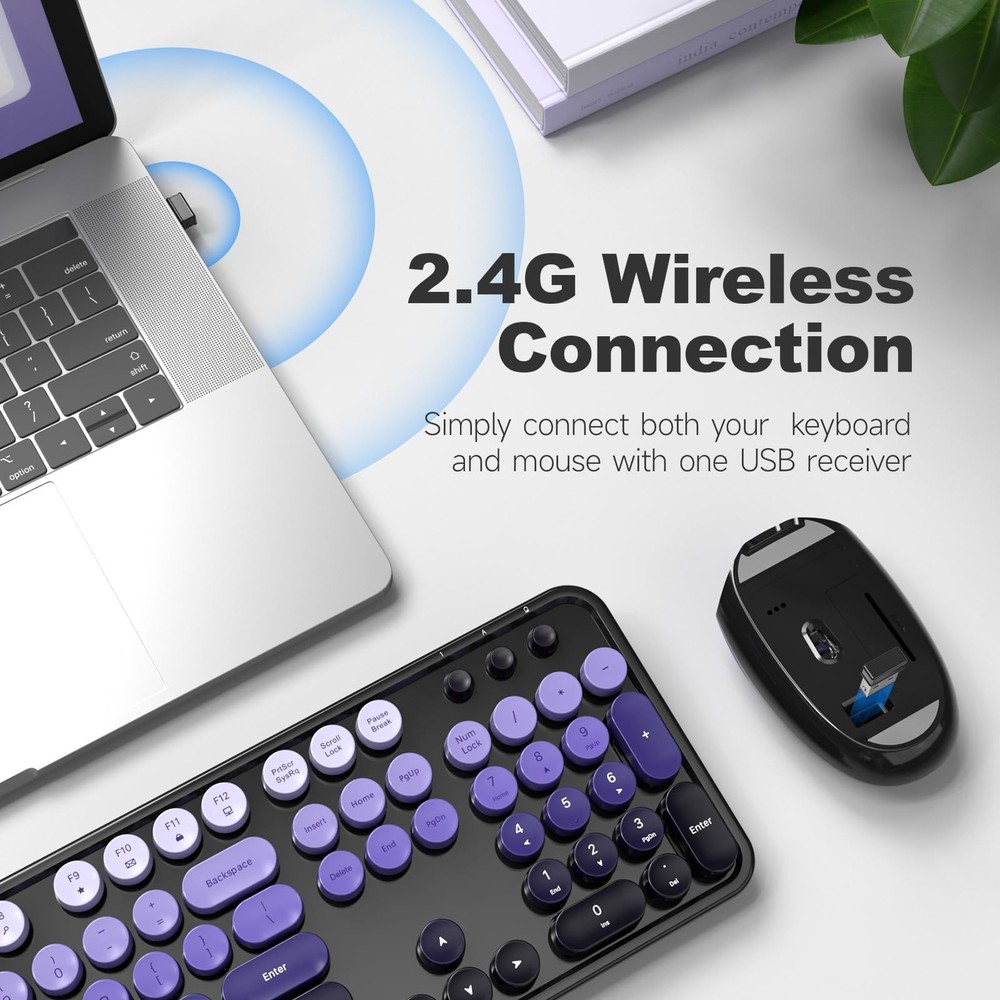 MOFII Wireless Computer Keyboard and Mouse Combo, Typewriter Full Size Keyboa...