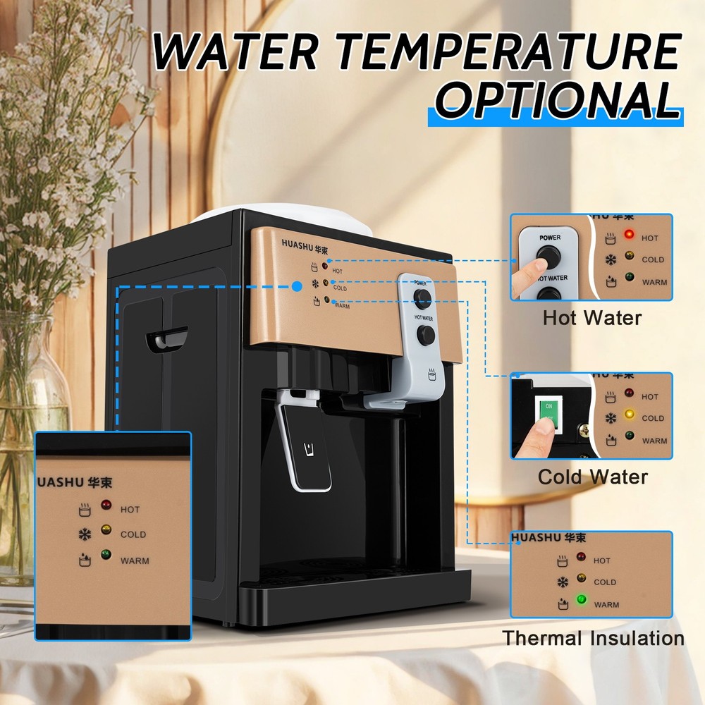 Top Loading Countertop Water Dispenser Hot Cold Water Cooler Drinking Machine