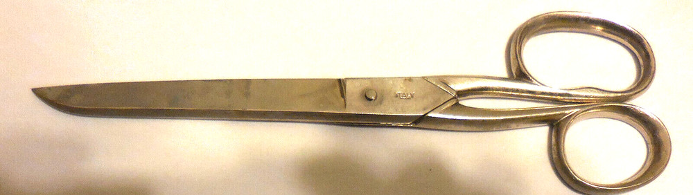8" ad antique Sammann scissors Italy Chrome Sewing Cutting VTG