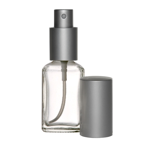Perfume/Cologne Atomizer Empty Square Glass Bottle Matte Silver Sprayer 1oz 30ml