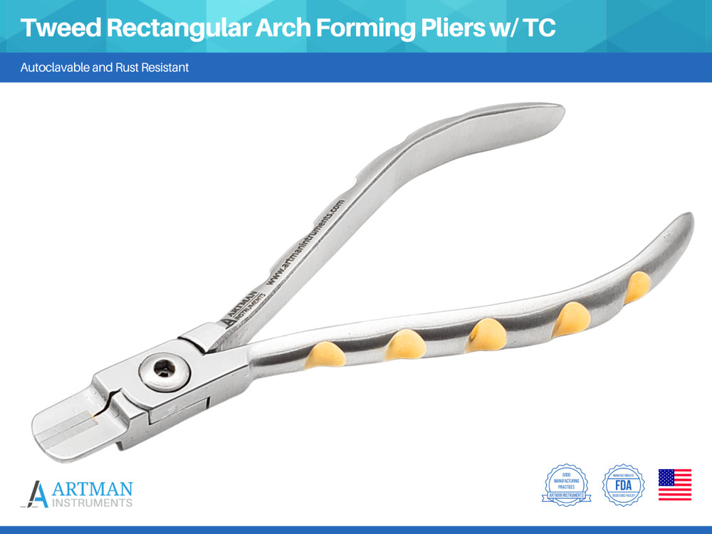 Tweed Rectangular Arch Forming Pliers with Tungsten Carbide Tip ARTMAN