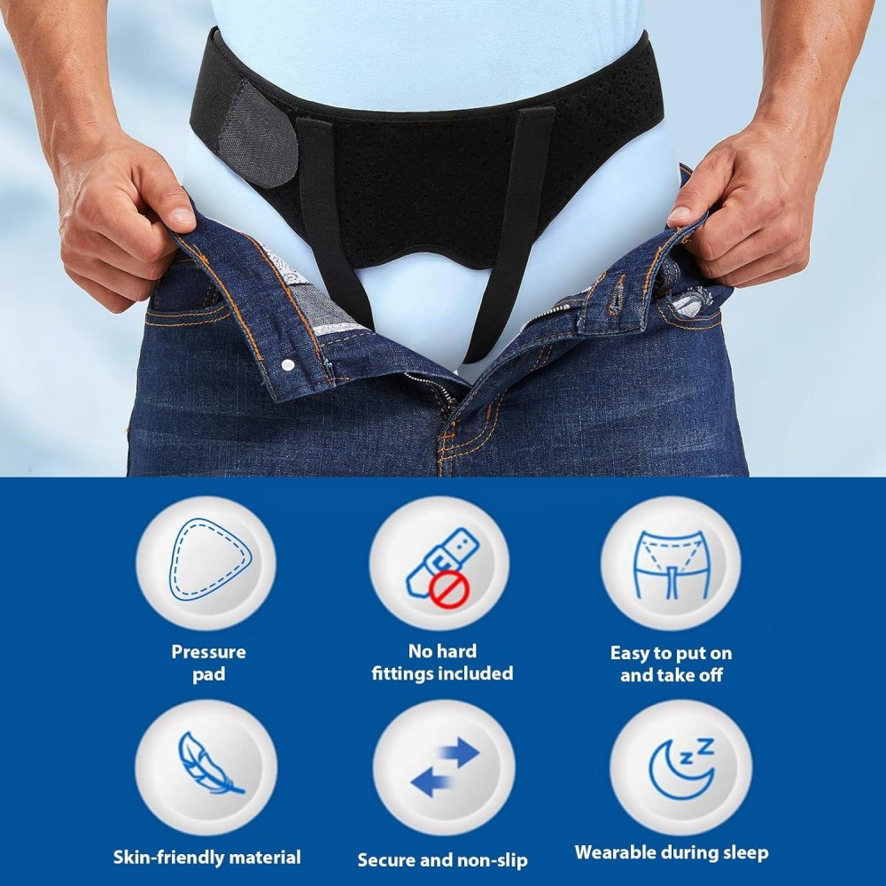 Hernia Support Belt Men Truss For Inguinal With 2 Removable Compression Pads US