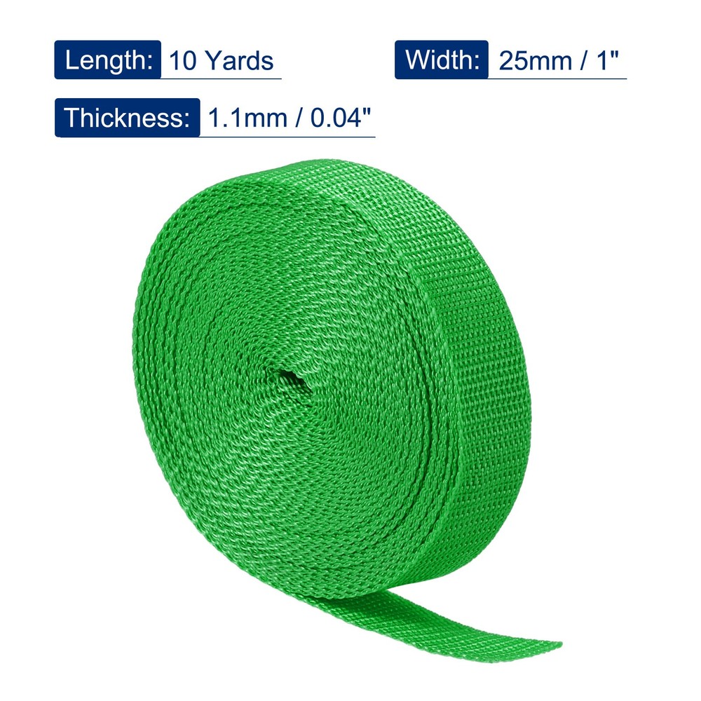 Lightweight Polypropylene Webbing Strap 1" 10 Yards Green Strapping