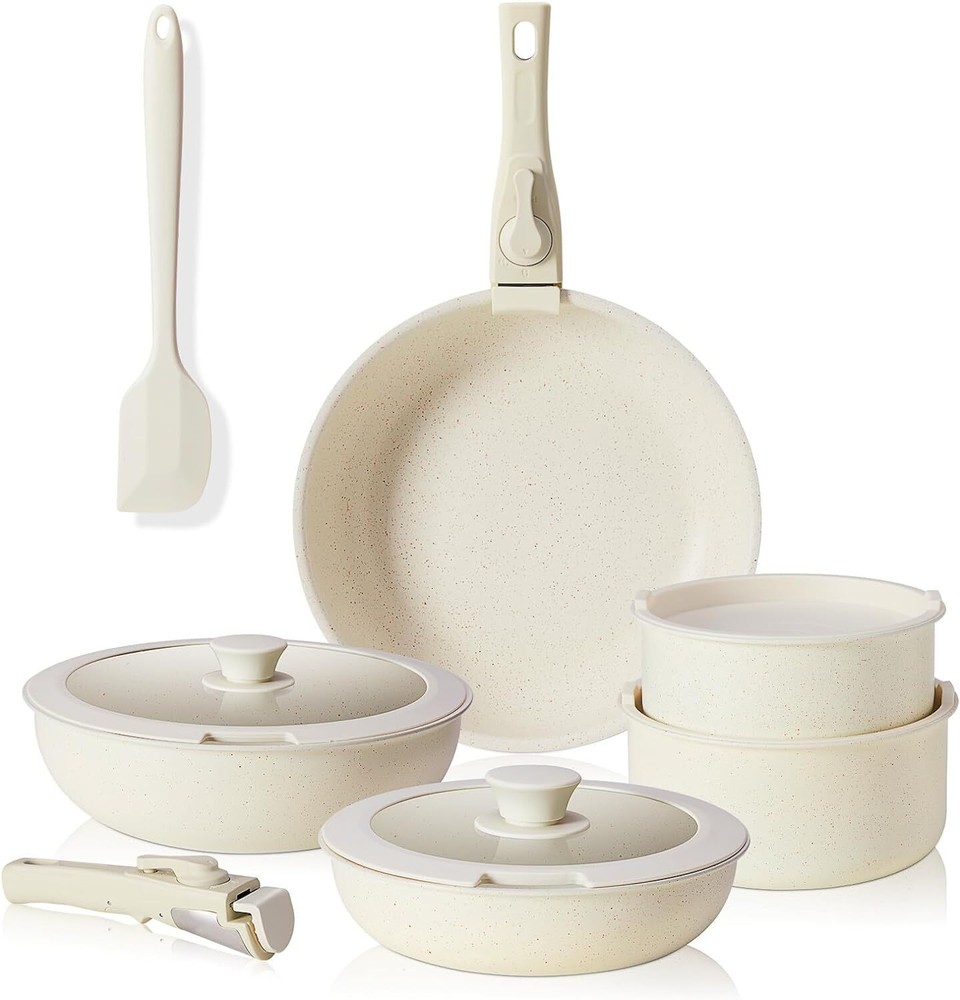 12 Pcs Pots and Pans Set Nonstick Kitchen Cookware Set with Detachable Handle