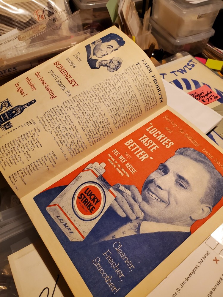 1953 Brooklyn Dodgers Program Jackie Robinson Base Hit Rare Vintage