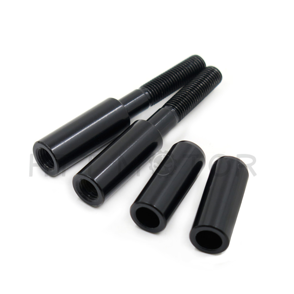 Black Mirror Stem Extender/Extension Kit for Harley-Davidson +2.0 Inches