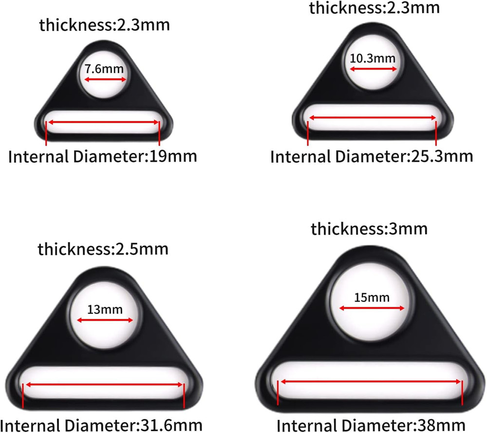 12Pcs 3/4" Triangle D Ring Strap Adjuster Buckles Gun Black Bag Hardware