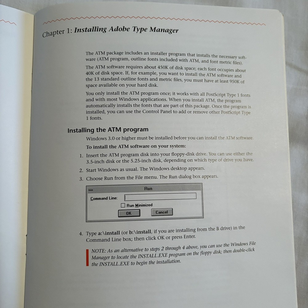 Adobe Type Manager version 2.0 for Windows on 3.5” Disks