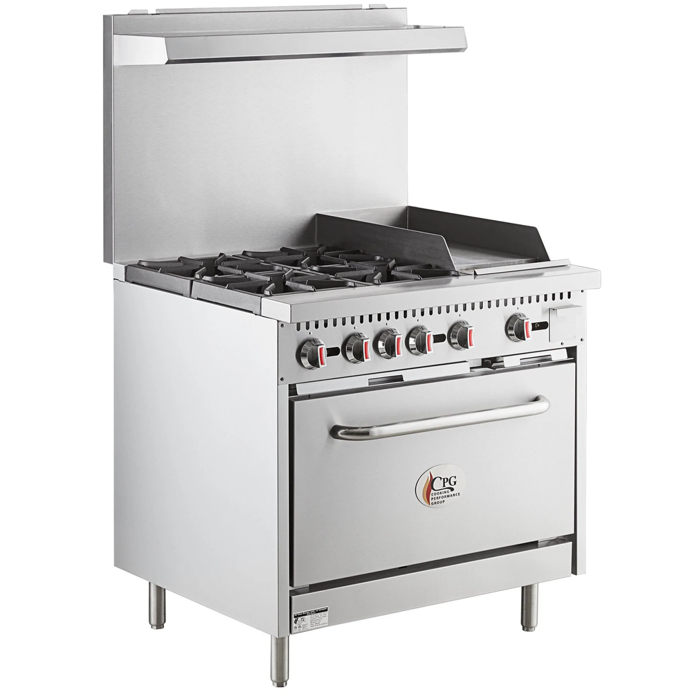Liquid Propane 4 Burner 36" Range with 12" Griddle and Standard Oven