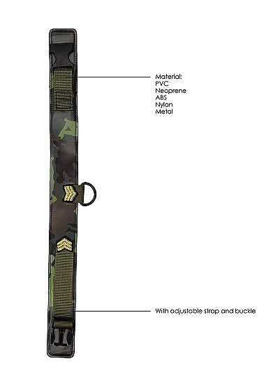 Shots Ouch! Collar with Leash Army Theme Bondage Restraints Adjustable BDSM