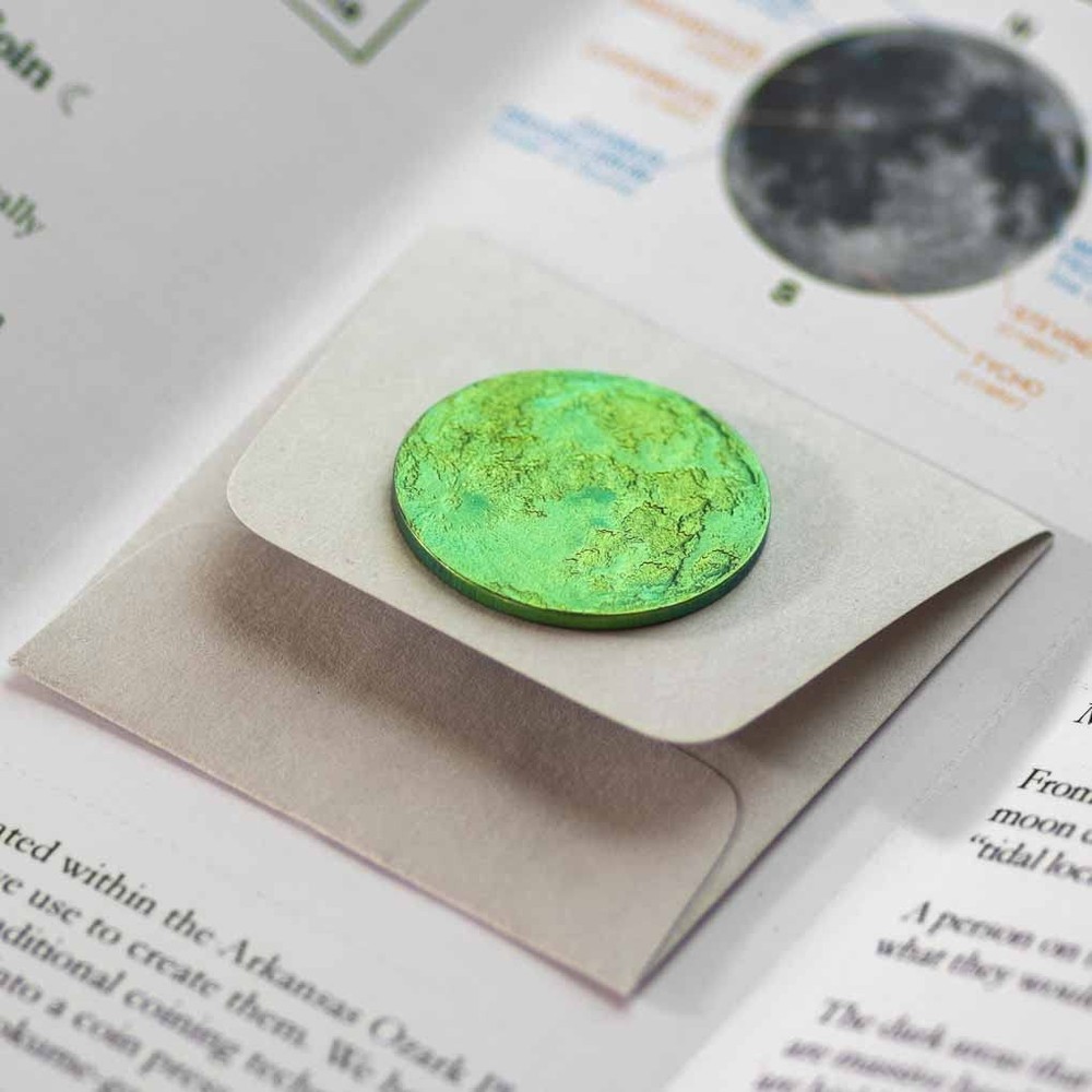 Green Moon Coin - 1" Anodized Niobium