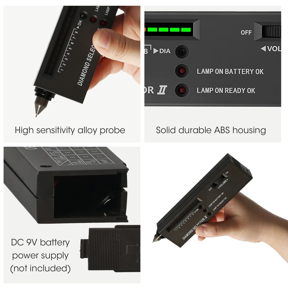 Portable Diamond Tester Selector Illuminated Jewelry Gemstone Testing Tool Kit