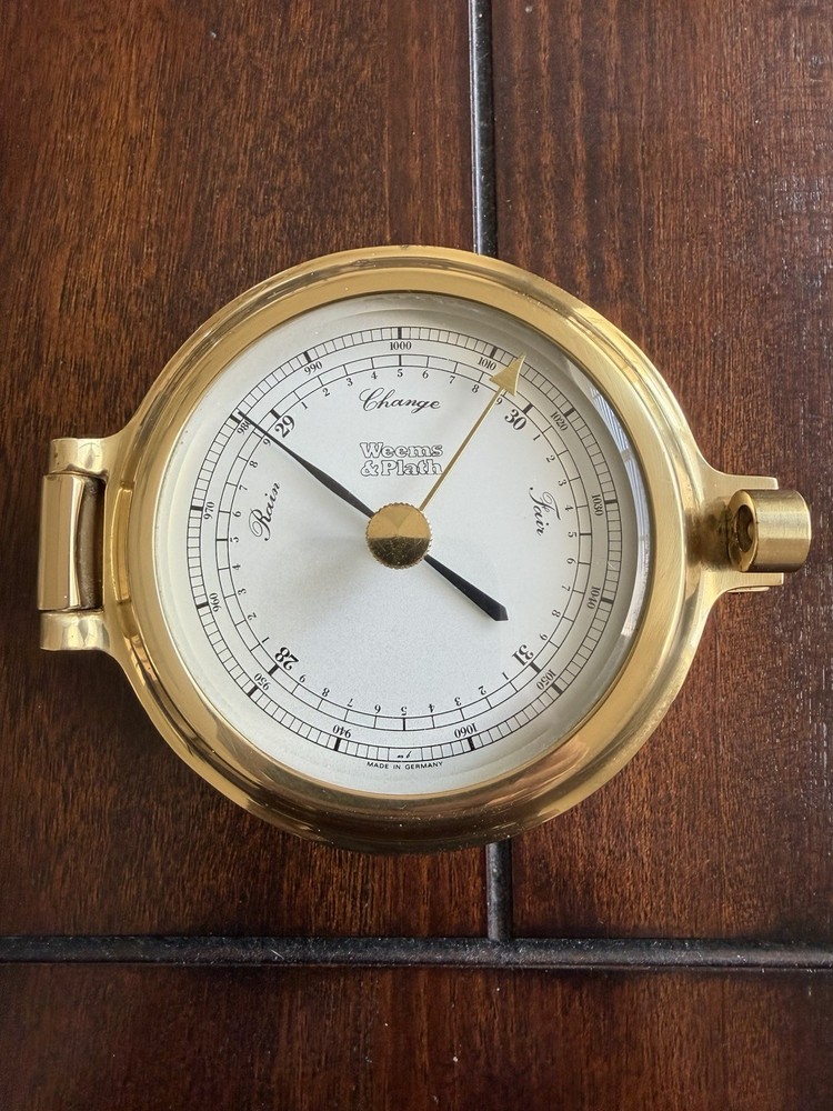 Weems & Plath Brass Porthole Clock & Barometer Set Germany
