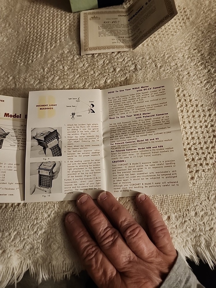 Walz Coronet B Model II Exposure Meter w/ Case, Box & Paperwork