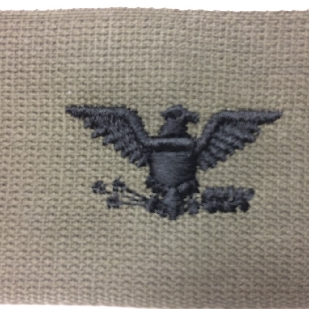 Vintage Military Army Shoulder Loop Insignia Colonel Hook Loop Back Olive Var
