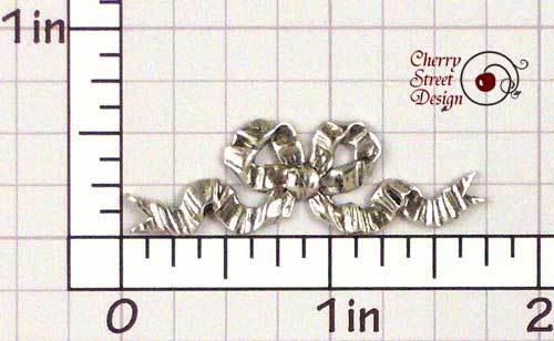 2 Crinkle Bow Stampings Ox Silver Plated Brass 1463so2