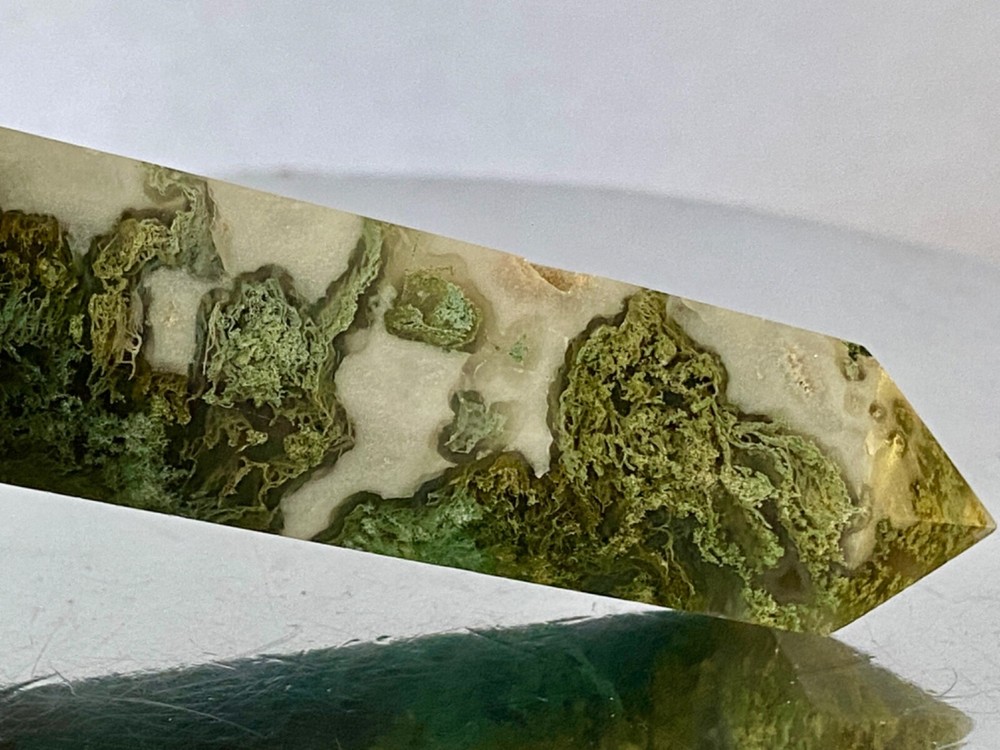 3.1"- "Distinctive/Top Grade"~MOSS AGATE In QUARTZ Tower Point Obelisk N1391
