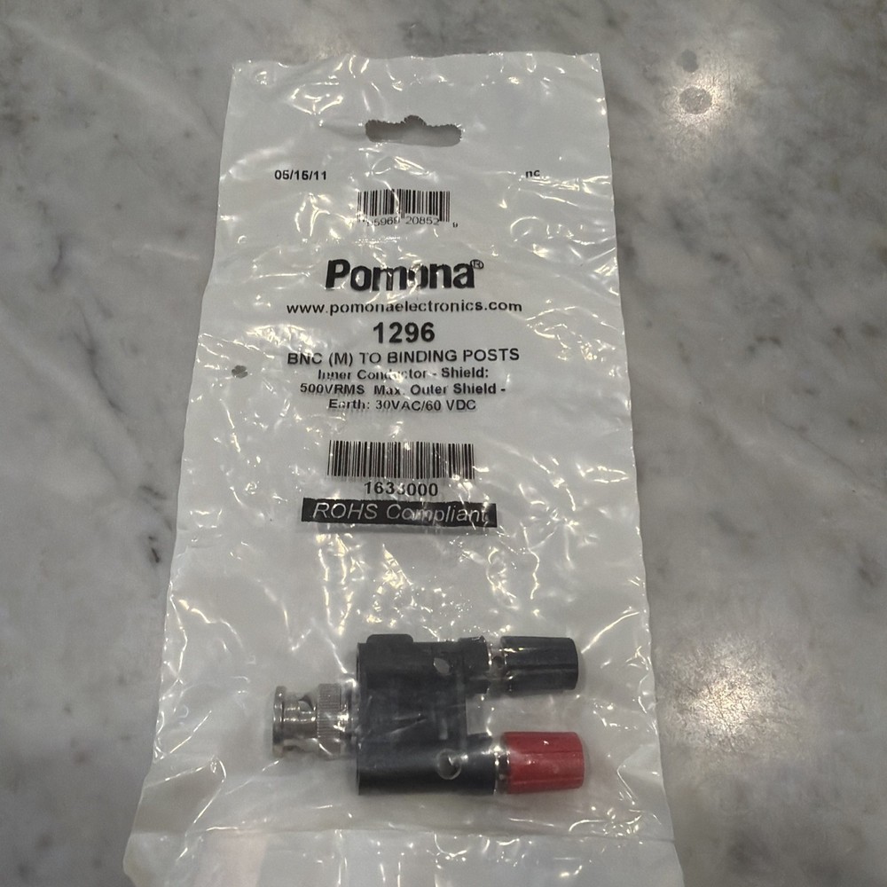 New ITT POMONA ELECTRONICS MODEL 1296 BNC(M) to binding posts