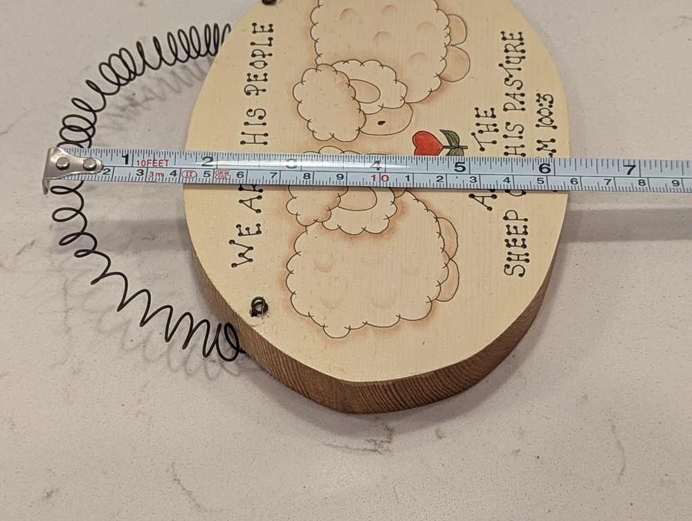 Wooden Hanging Plaque Sheep Religious Scripture Primitive Rustic Farmhouse