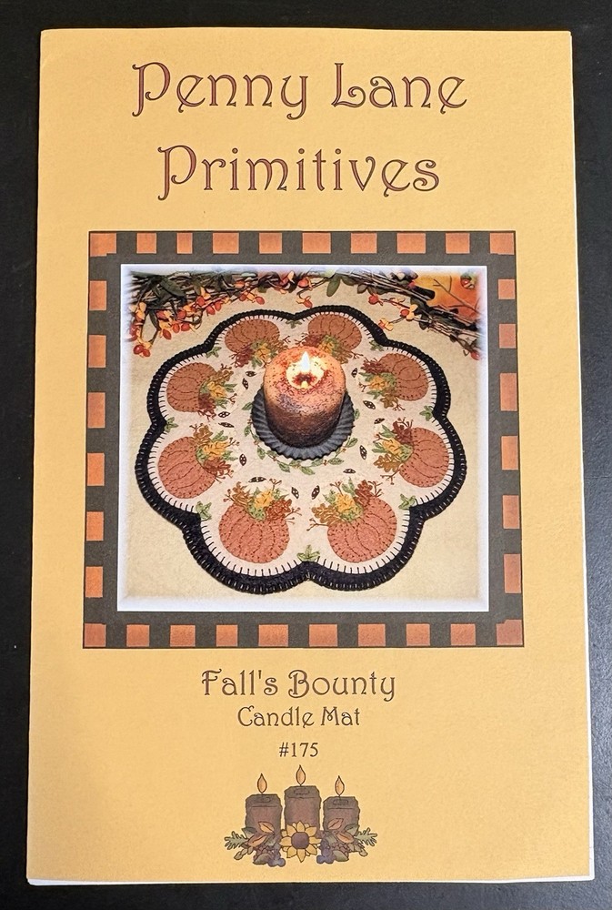Fall Bounty Candlemat Wool Applique’ Pattern by Penny Lane Primitives