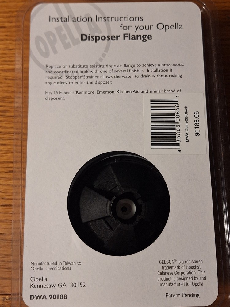 Opella Disposer Trim Stopper/Strainer Basket Black Stainless Steel DWA 90188