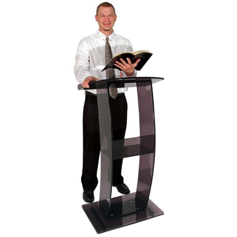 Kingdom Modern & Functional C-Style Lectern & Acrylic Side Stand Bundle