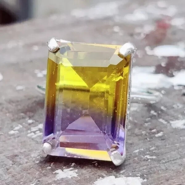 Ametrine Ring Solid 925 Sterling Silver Statement Handmade Women Gift Ring K-59