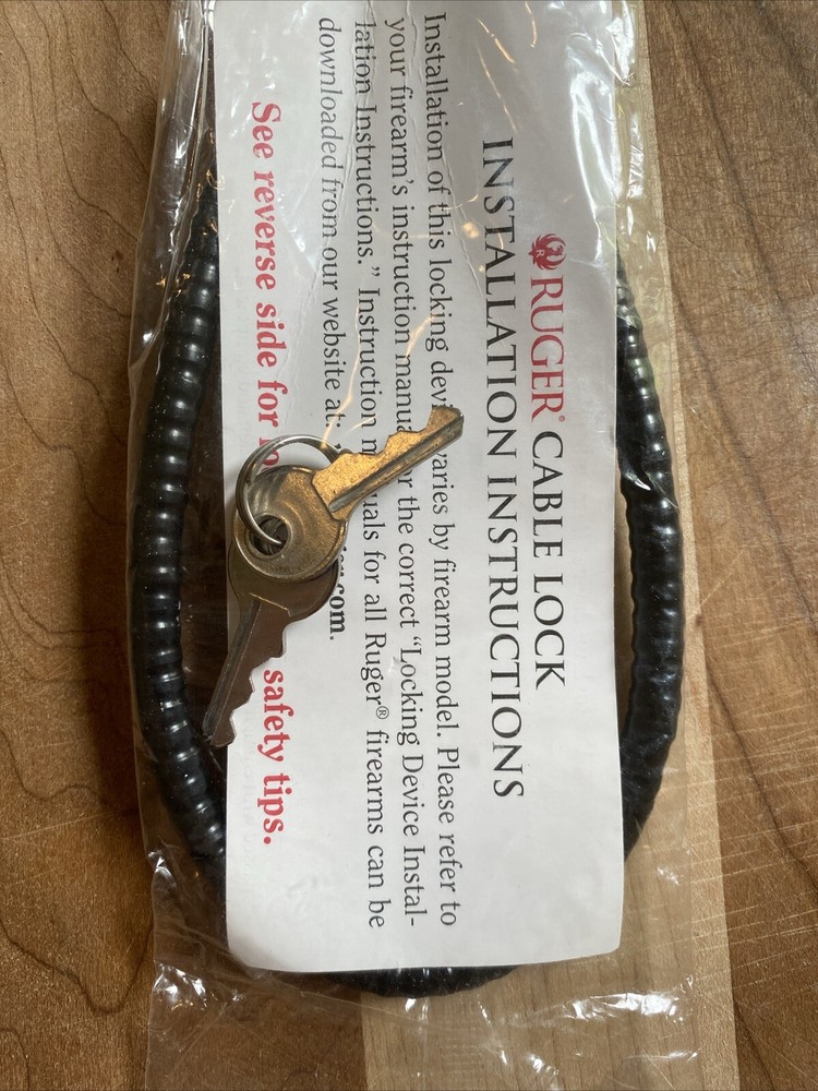 Ruger Black Cable Gun Lock W/ Instructions & 2 Keys ~NEW