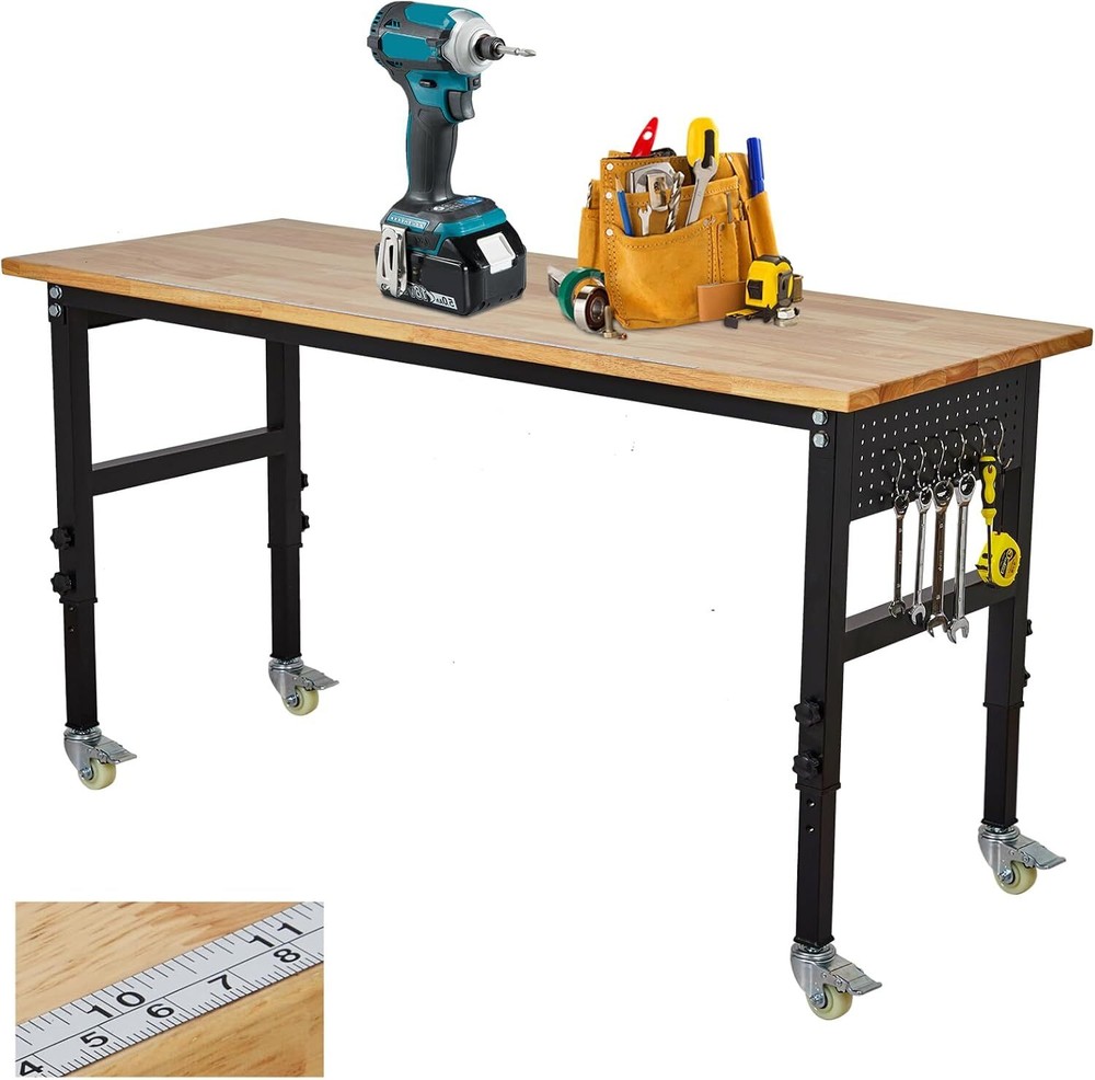 48''/60'' Adjustable Height Workbench 2200 Lbs Load Capacity Work Bench Table