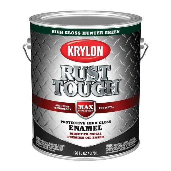 (2)-Krylon Rust Tough Oil-Based Gloss Rust Control Enamel, Hunter Green, 1 Gal.