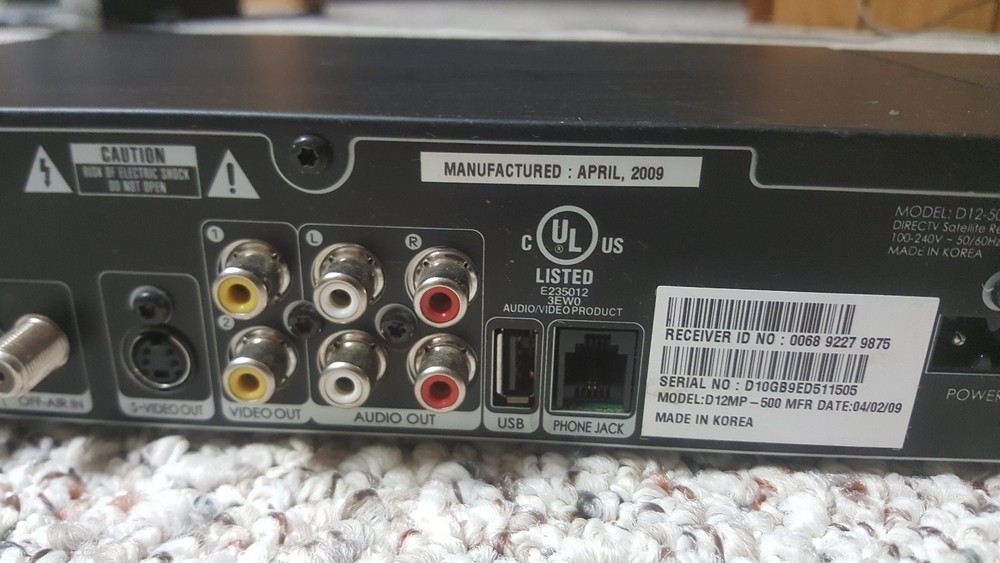 DirecTV D12-500 MP Receiver Power Cable Box Satellite