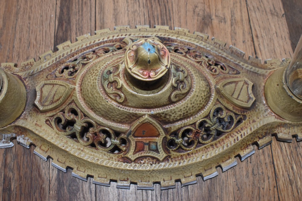 Gorgeous Antique Vintage FANCY Art Deco Double Socket Flush Mount Ceiling Light