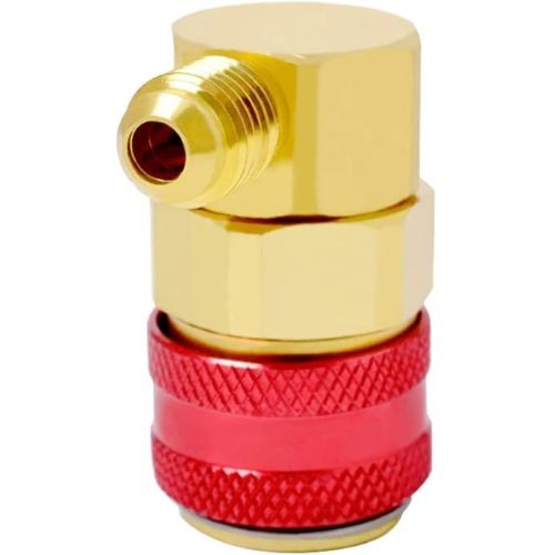 Angled High Low R134a AC Quick Coupler Adapter Fitting Freon 1/4"-L shape