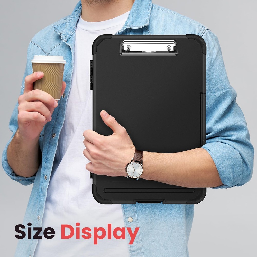 Reinforced Clipboard with Storage, Inner Plastic Folder Attached, Heavy Duty ...