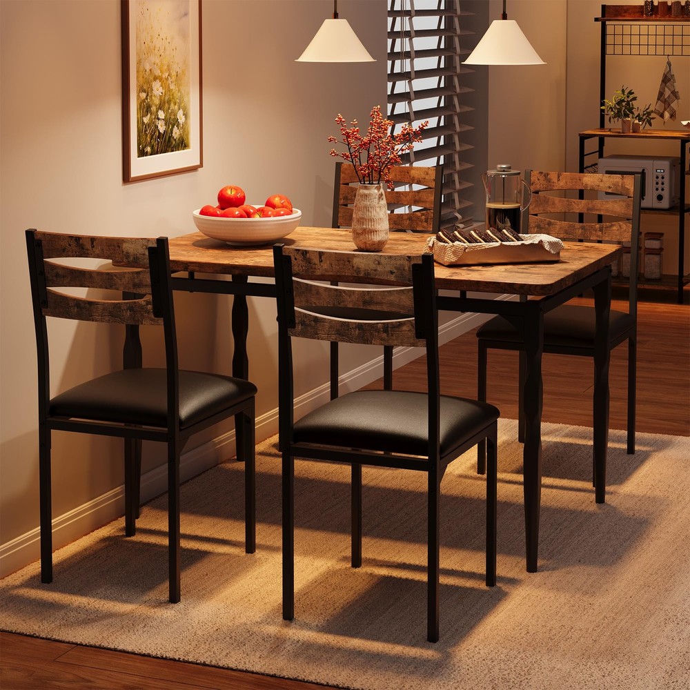 5 Piece Dining Table Set for 4 Home Dinette Table Kitchen Table and 4 Chairs