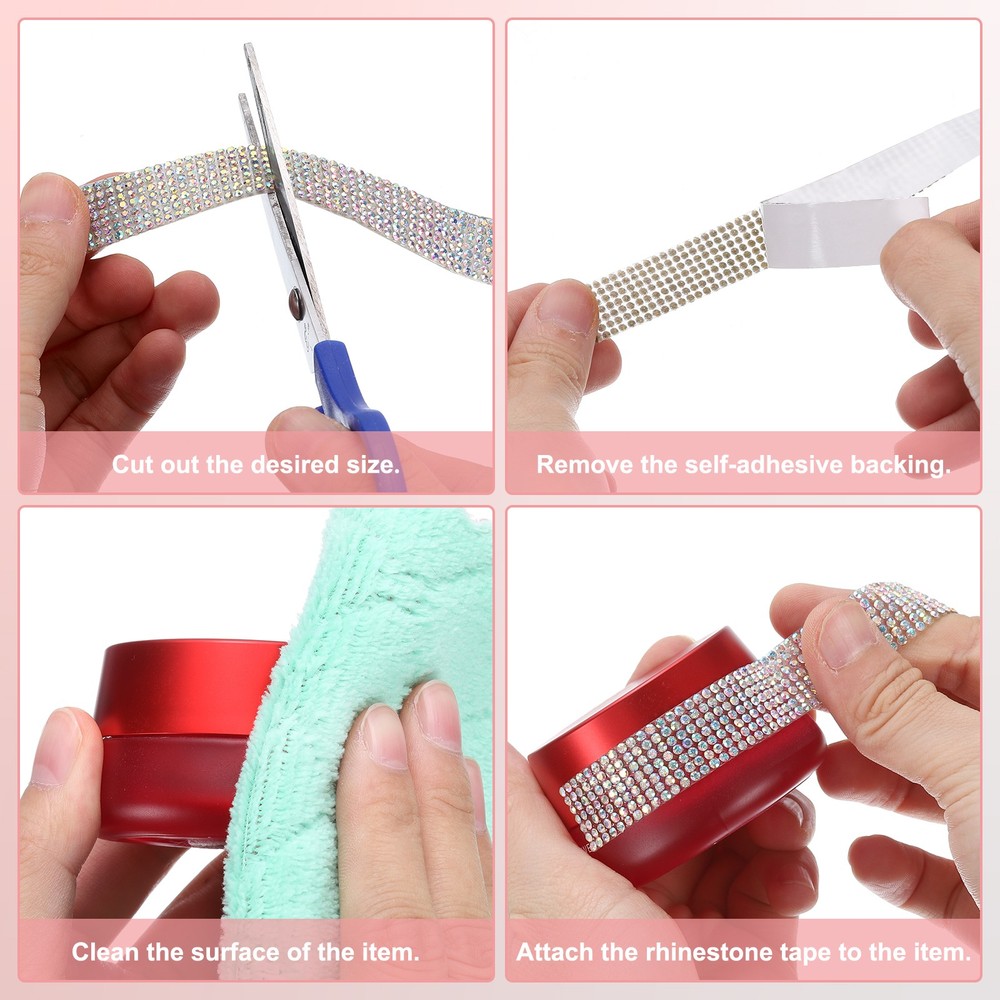 4 Yard 5 Rows Self Adhesive Crystal Rhinestone Ribbon Roll Leopard