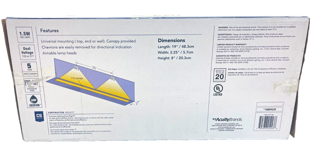 Lithonia Lighting LHQM LED R M6 Quantum White LED Exit and Emergency Light Combo