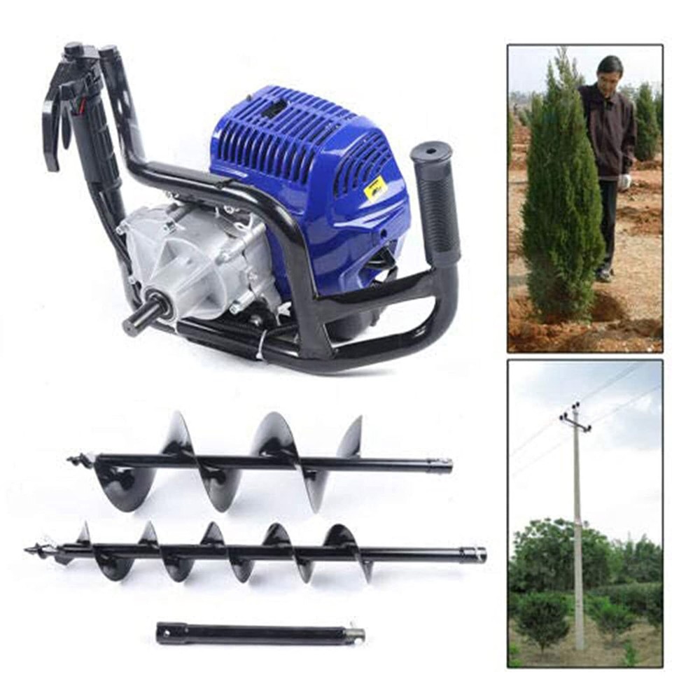 52CC Gas Powered Post Hole Digger 1700W With 4"8" Earth Auger Digging Engine