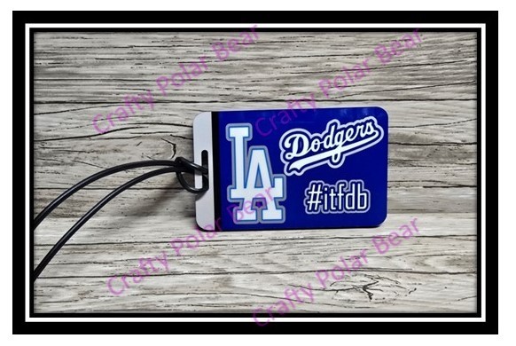Luggage Tag Dodgers ITFDB Themed Design w/Strap Loop Handmade