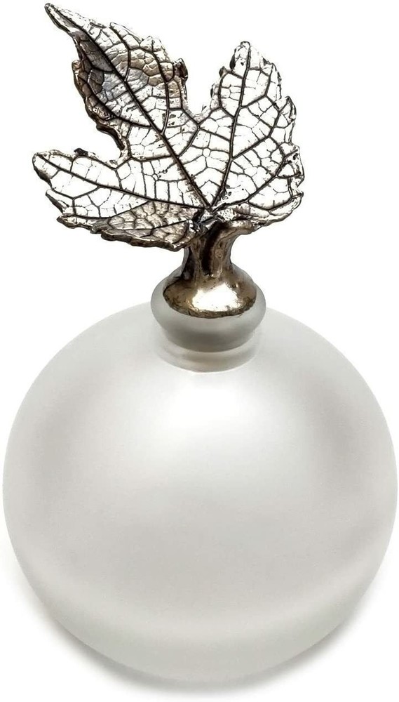 Speert Refillable Perfume Bottle Nature Theme, Pewter Finish Stopper, Maple Leaf