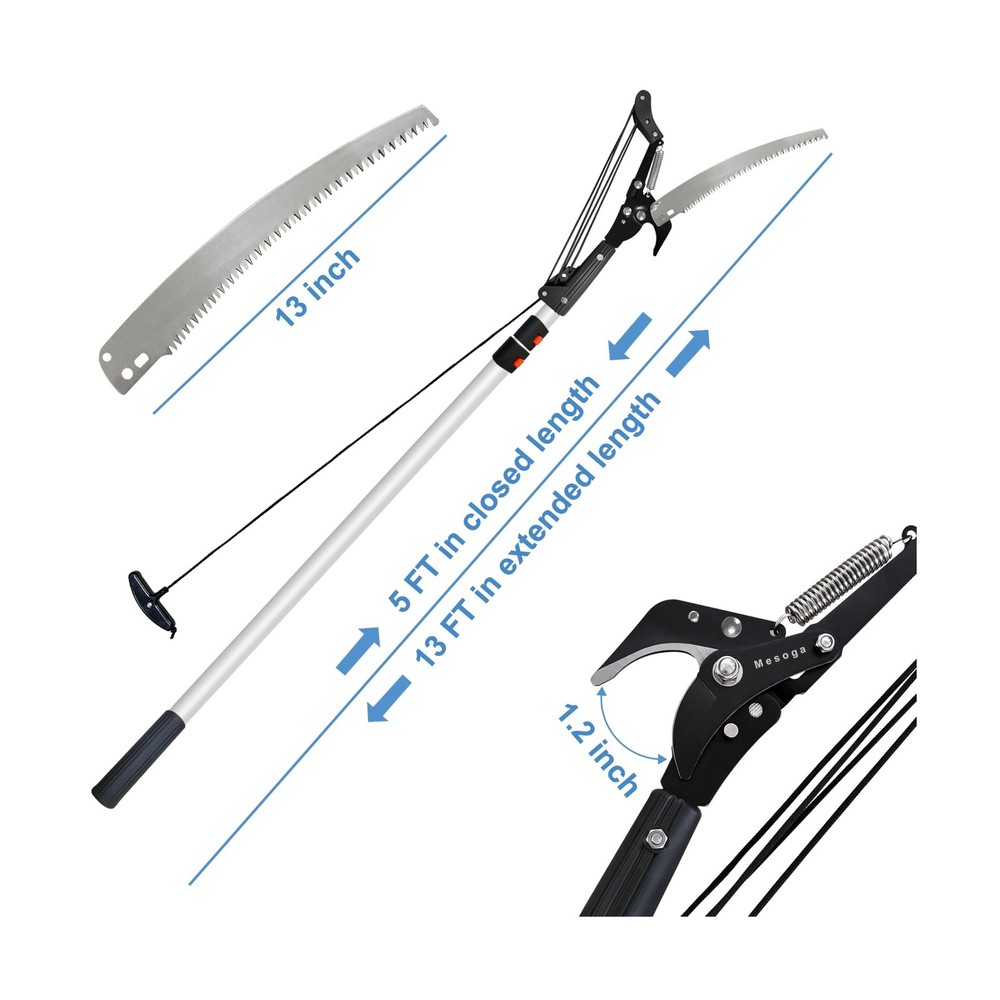 Tree Trimmer Pole Saw 4.9-13FT, Tree Pruner Extendable, Long Handle Pruning S...