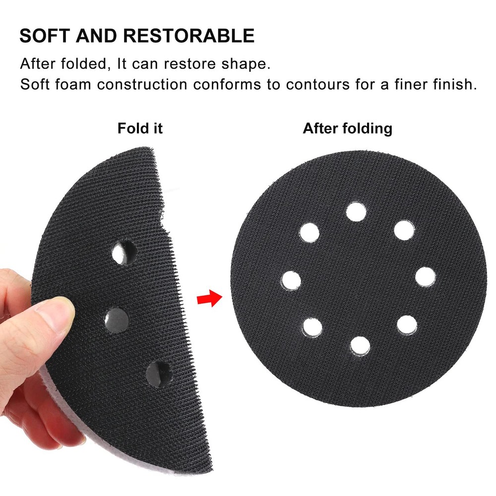 2PCS 5in Hook Loop Foam Cushion Sanding Discs Buffer Pad For Orbital Sander