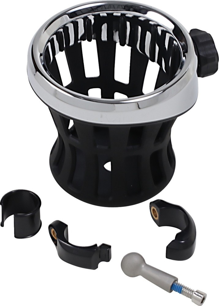 CIRO 50413 Drink Holder - 7/8"-1" Handlebar Mount - Chrome/Black Clamp