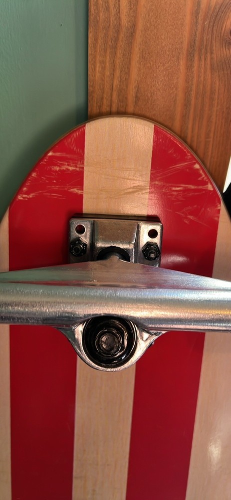 Paradise Longboard Complete 9" x 44" Red Pinstripe Kicktail Shape.