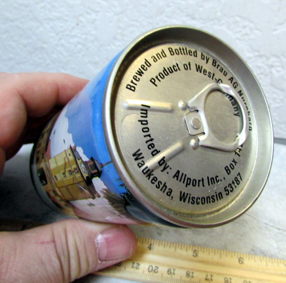 Turcher Bavaria 11.3 oz empty pull tab style top tin beer can, great colors