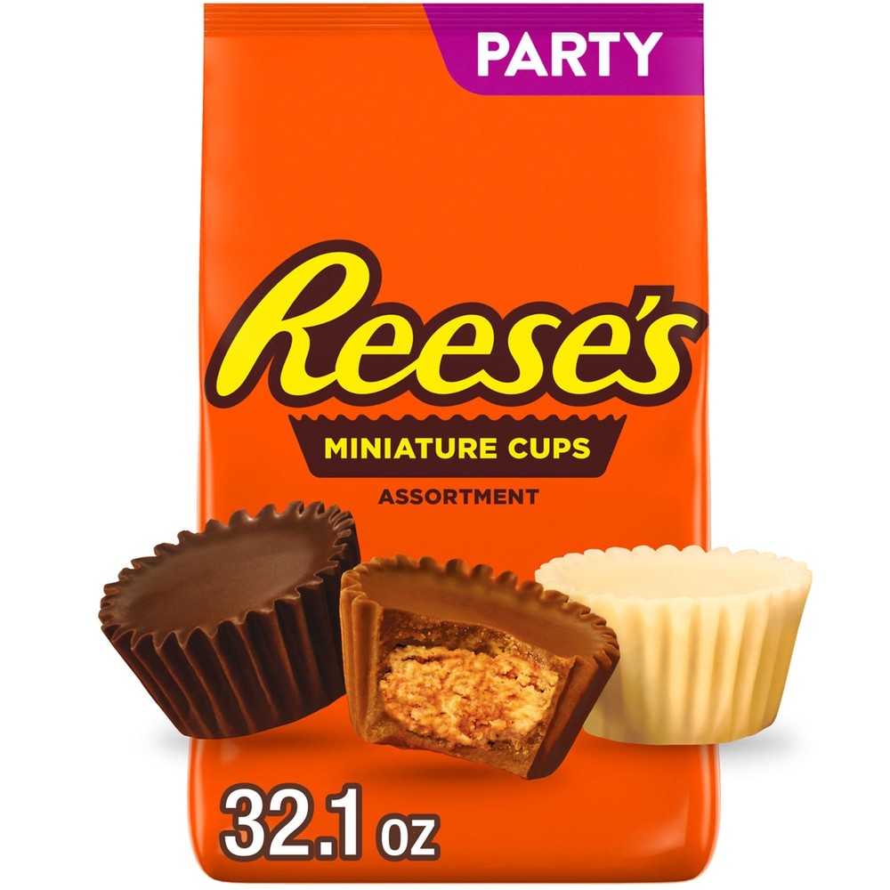 REESE'S Assorted Miniatures Candy Bulk 32.1oz Party Pack for Sharing