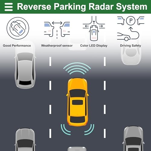 Universal Car Auto Vehicle Reverse Backup Radar System Reverse Parking Red
