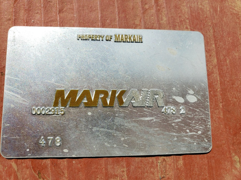 Rare Vintage MarkAir  Validation Plate