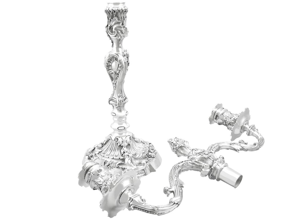 Antique Victorian Sterling Silver Two Light Candelabrum