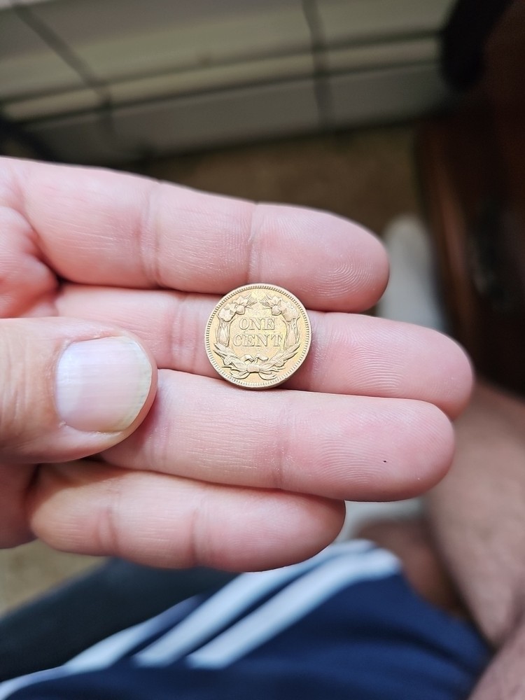1857 Flying Eagle 1c One Cent Coin XF/AU Condition, Solid Strike